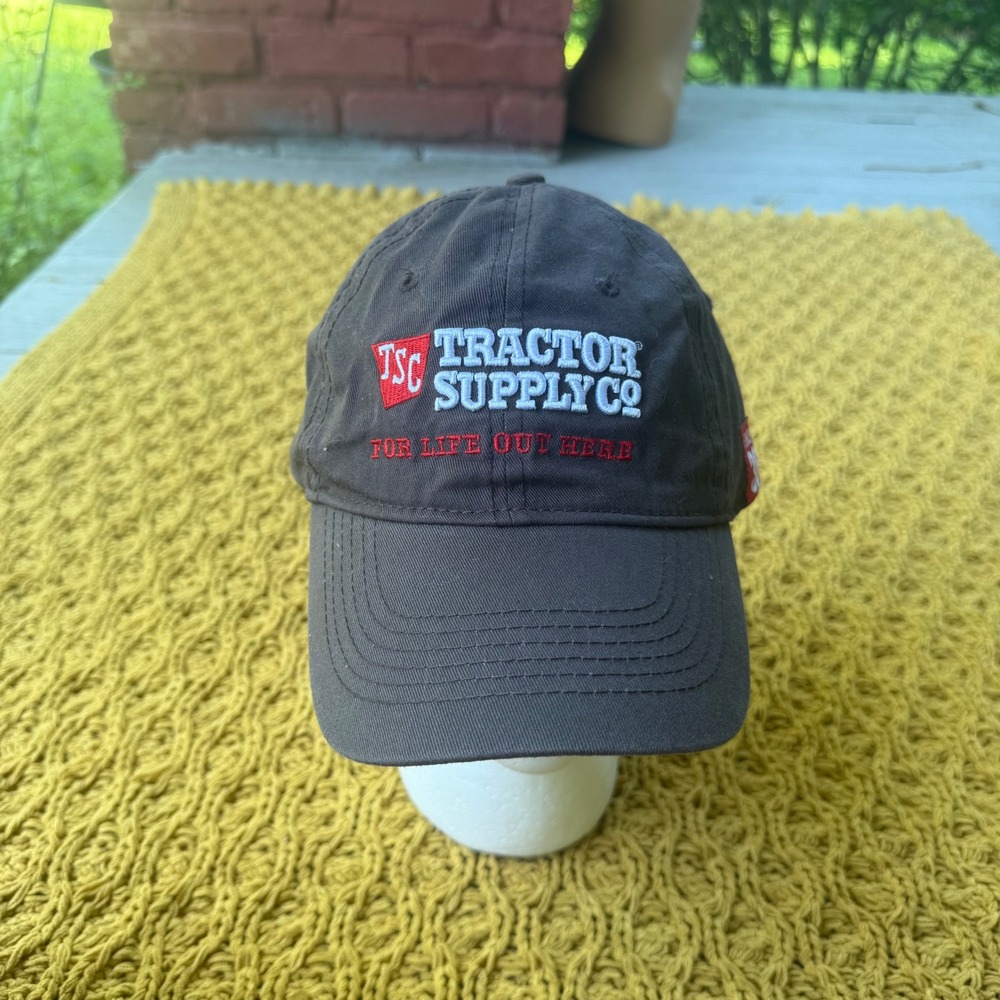 Tractor Supply Co TSC Brown Adjustable Baseball Cap Hat For Life Out Here NWT